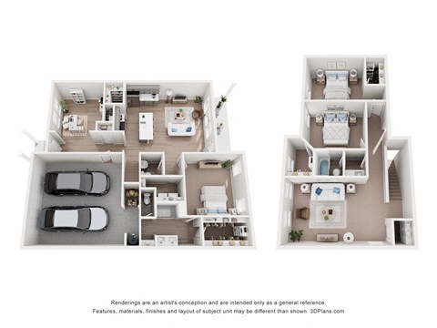 Floor plan for 3 beds, 2.5 baths, 1942 sqft